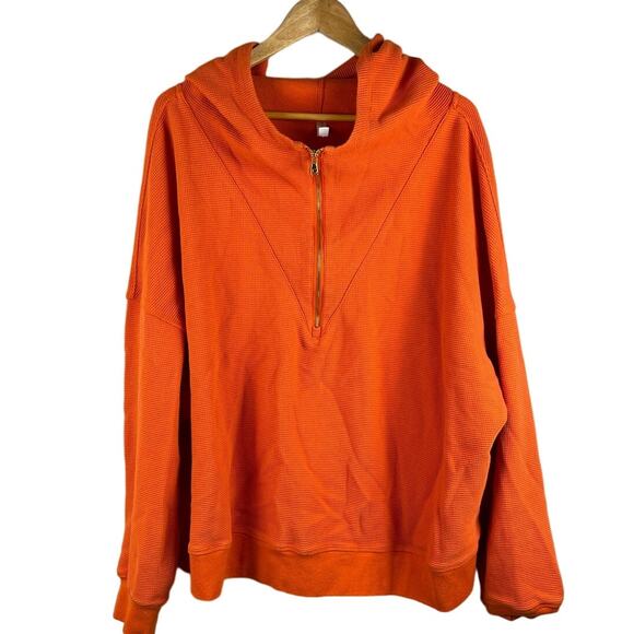 Fabletics Plus Burnt Sedona Lizzie Half Zip Waffle Knit Hoodie Pullover Size 3X - Picture 5 of 10